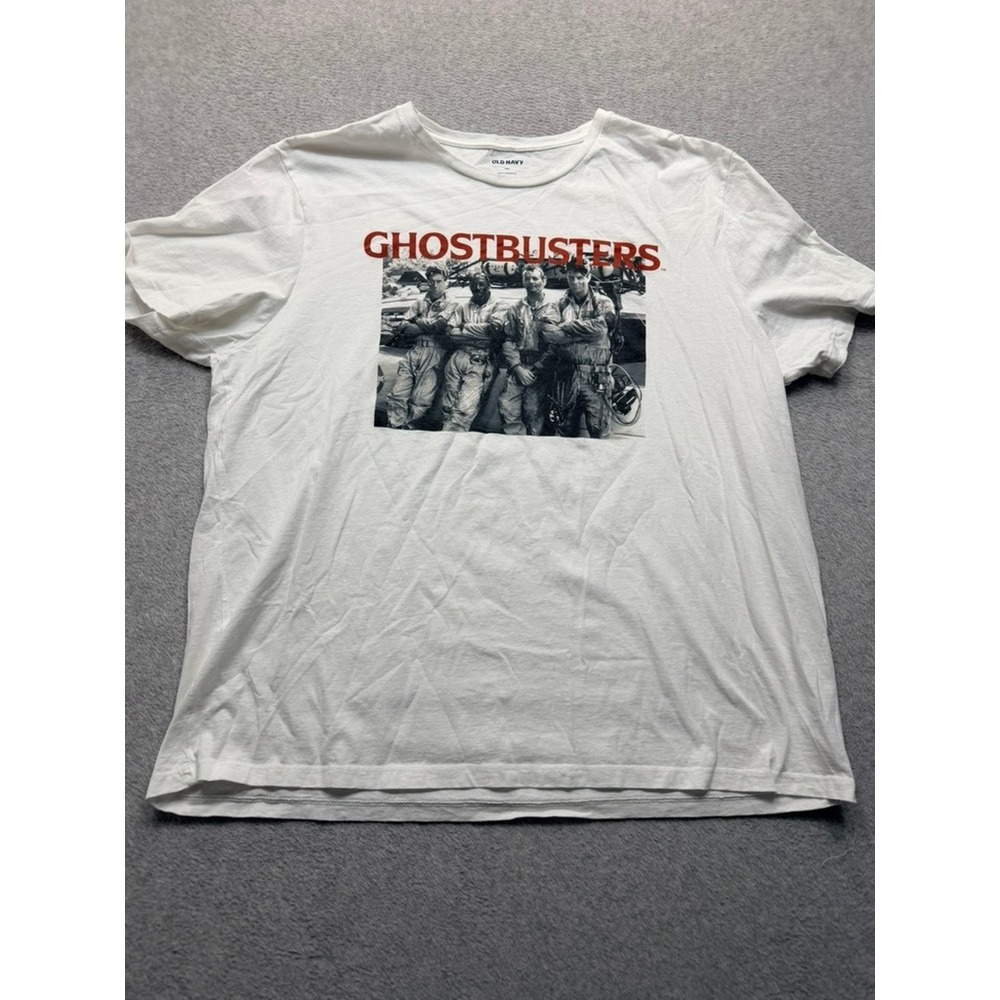 Old Navy Ghostbusters Graphic T-Shirt Mens XXL White Movie Crew Ecto-1 Tee